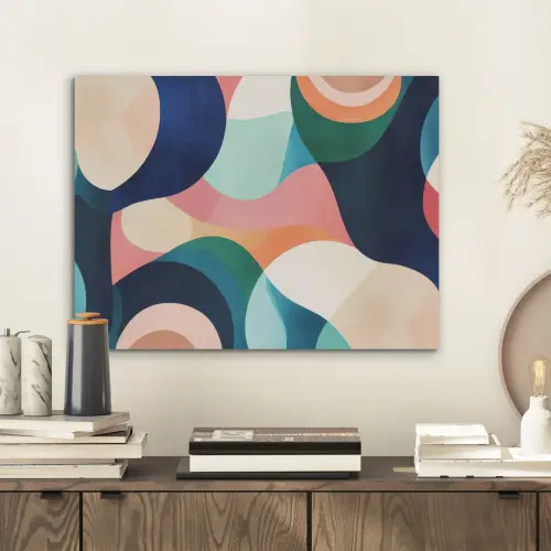 Abstract - Blauw - Roze PET vilt klein -sfeer1