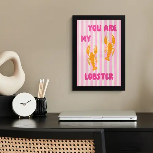 Lobster - Love - Valentijn fotolijst zwart zonder passe partout klein -sfeer1