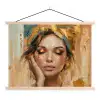 Vrouwen - Portret - Luxe - Goud textielposter latten blank klein -3d
