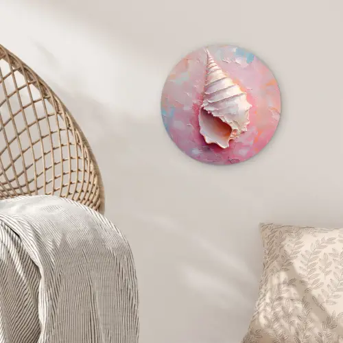 Schelp - Pastel - Pink Wandcirkel kunststof plaat 5mm dik klein -sfeer5