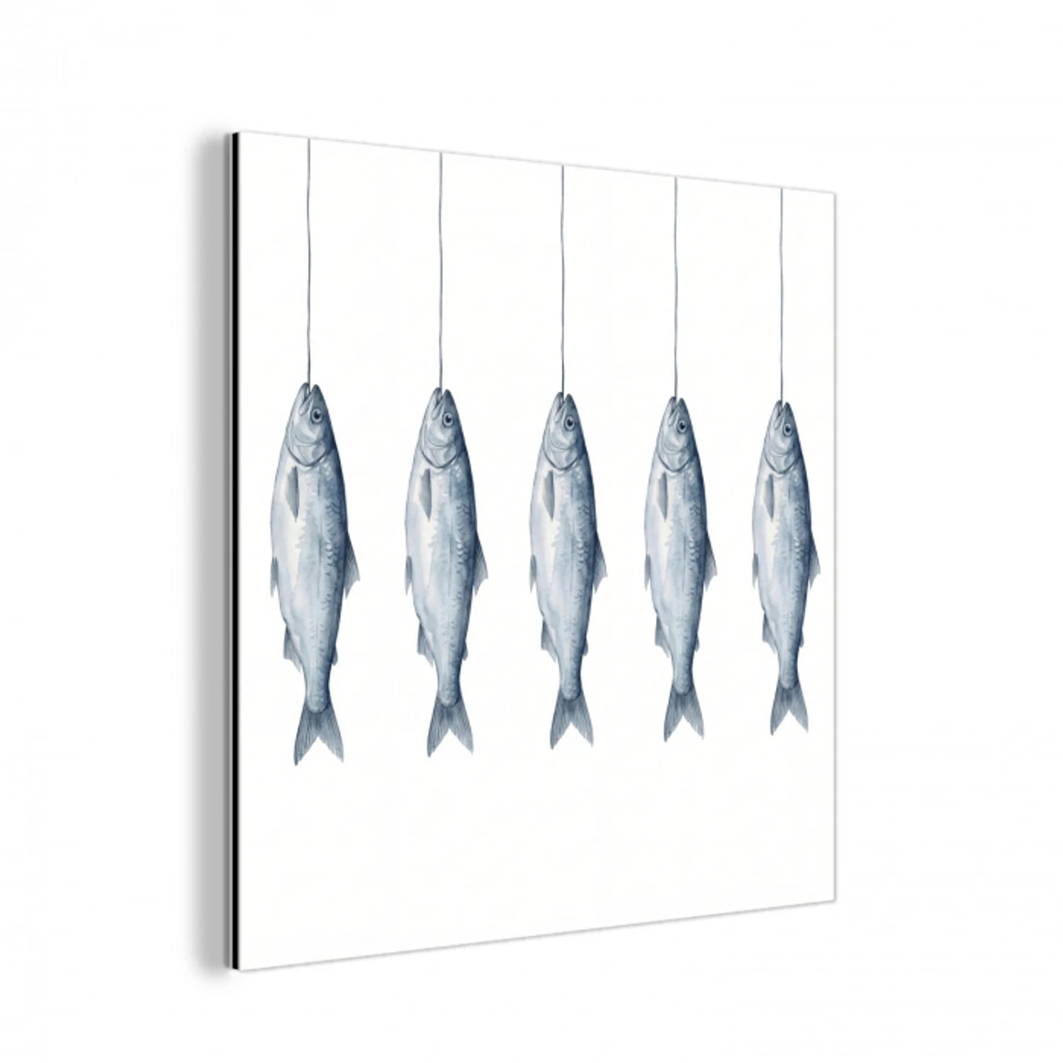 Vissen - Illustratie - Delfts - Blauw aluminium wit klein -3d