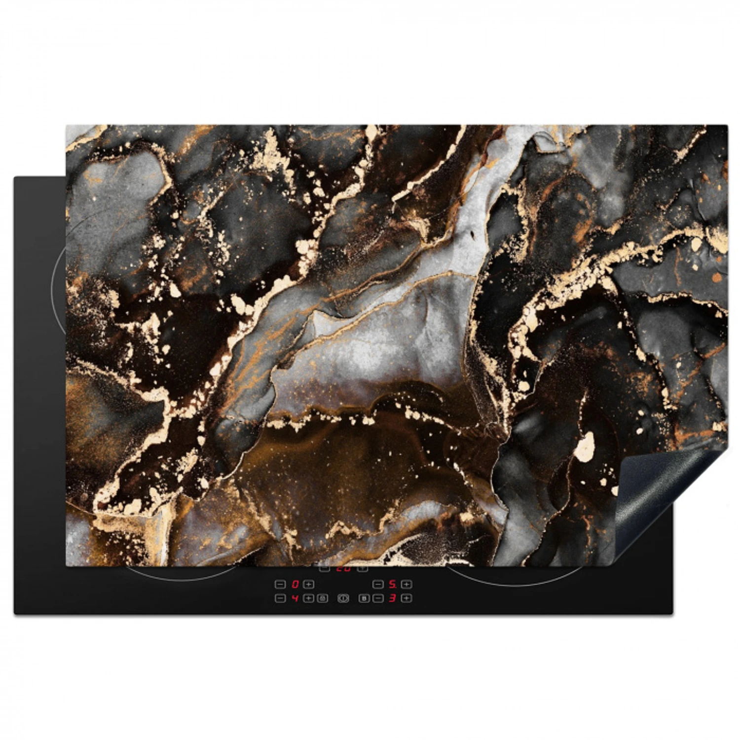 Aardse Marmeren Luxe Inductie beschermer vinyl 3mm klein -3d