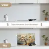 Boom - Bloemen - Goud - Beige keuken achterwand spatscherm klein -voor_na_NL