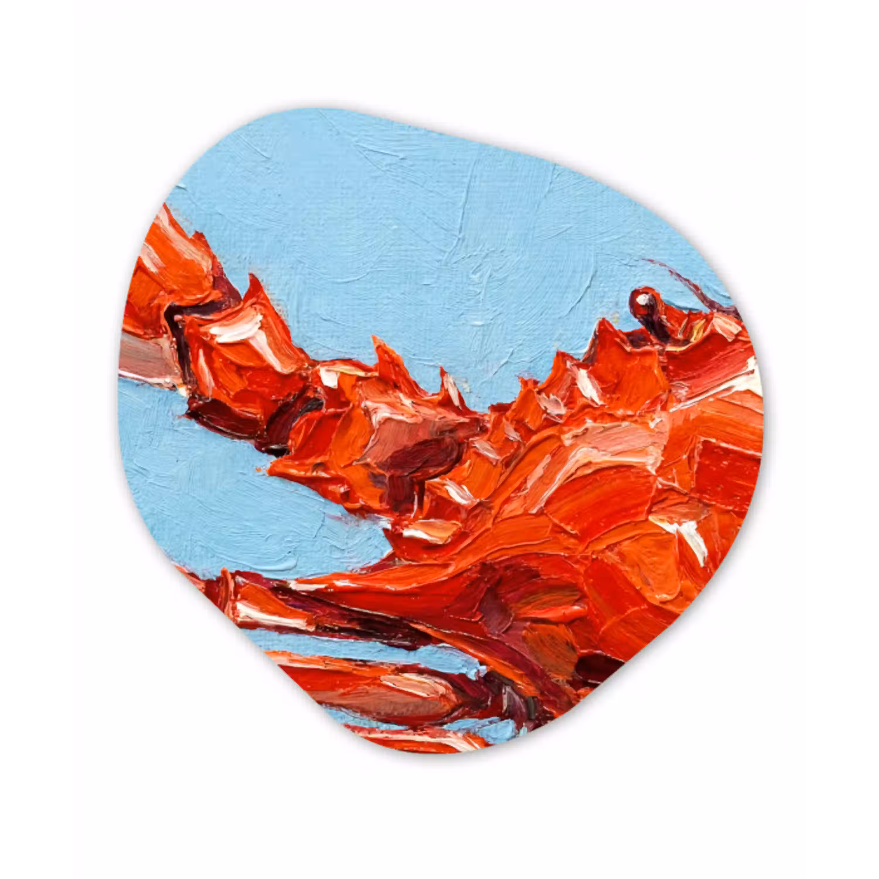 Krab - Zee - Dieren - Abstract - Rood Wandcirkel Organisch Aluminium middel -3d