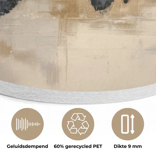 Wereldkaart - Goud - Zwart - Abstract Akoestische PET Vilt - Rond klein -closeup_NL