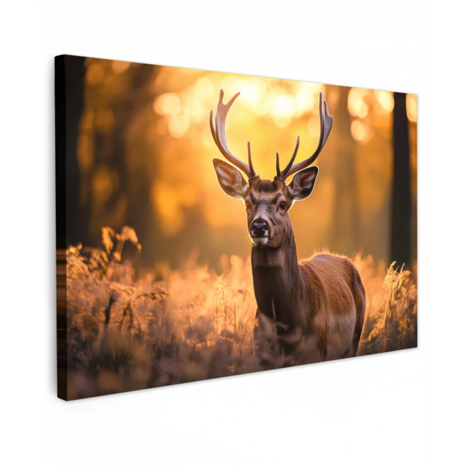 Hert - Gewei - Herfst - Bos - Bruin - Natuur - Bosdieren Tuinposter op houten frame 2 cm dik klein -3d
