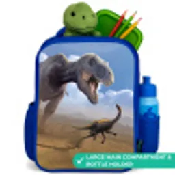 Dino - Wilde dieren - Tekening - Kinderen - Jongens Kinderrugzak - Blauw middel -inhoud_UK