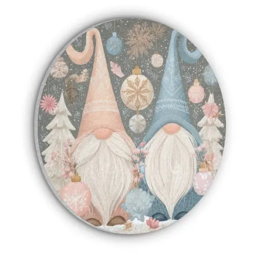 Kerst - Gnomen - Pastel Akoestische PET Vilt - Rond klein -3d