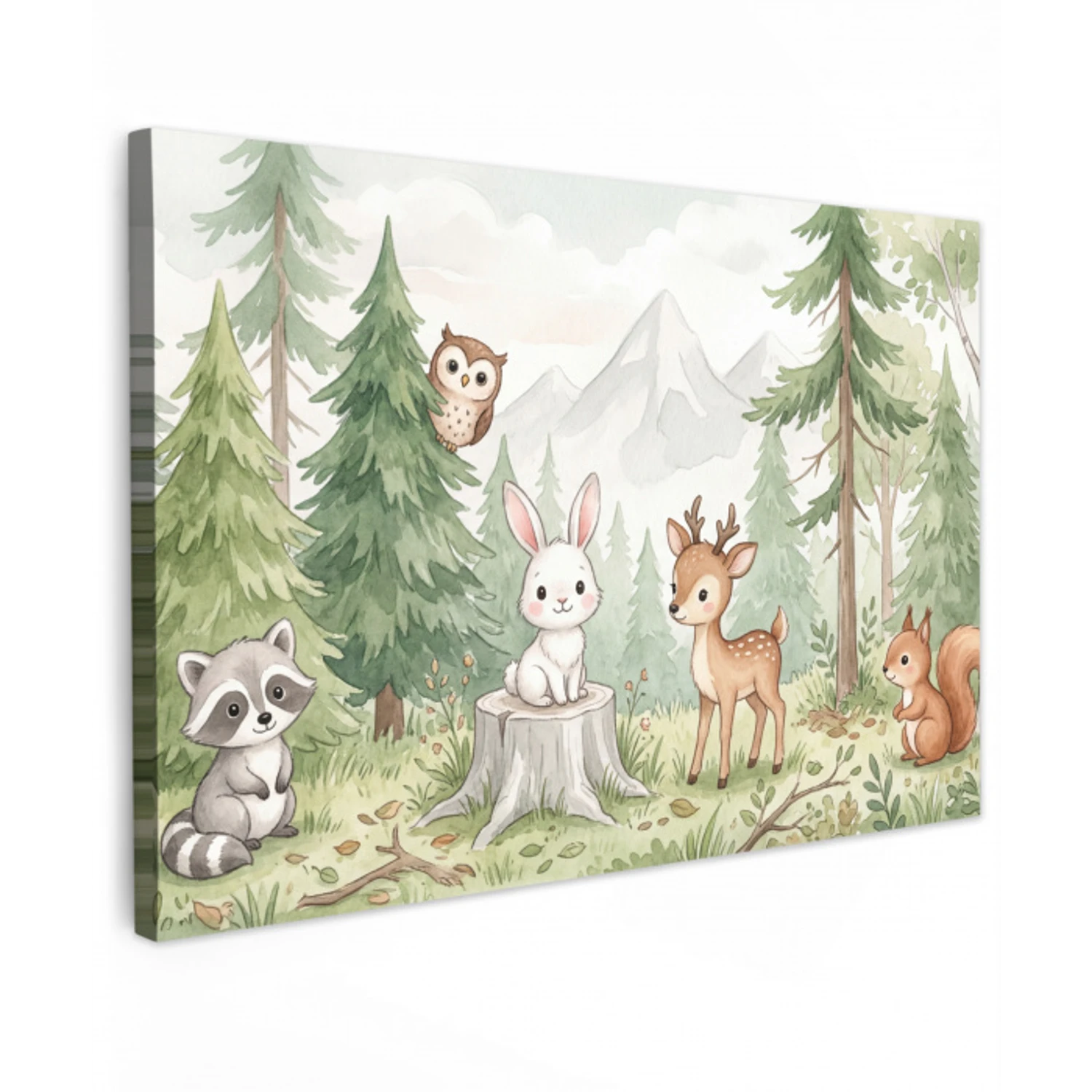 Bos - Dieren - Groen canvas 2cm klein -z3d