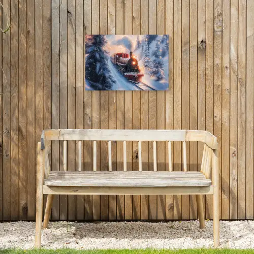 Kersttrein - Sneeuw - Winter - Kerst Tuinposter op houten frame 2 cm dik klein -sfeer4