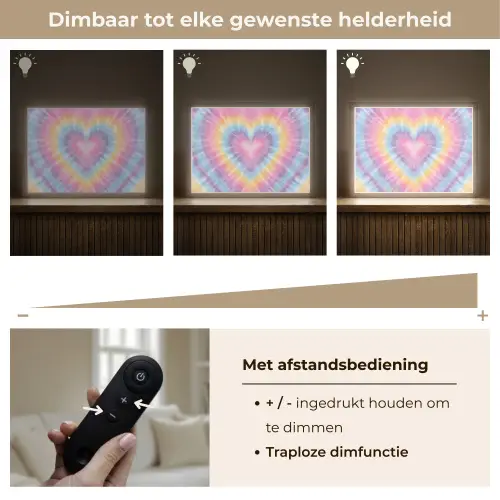 Hartvorm - Pastelkleuren - Tie Dye Light Box met batterij (Wandlamp kind) middel -USP_dimbaarNL