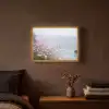 Klif - Bloemen - Zee - Roze Light Box met batterij (Wandlamp) middel -sfeer4
