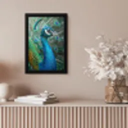 Pauw - Veren - Blauw fotolijst zwart zonder passe partout klein -sfeer5