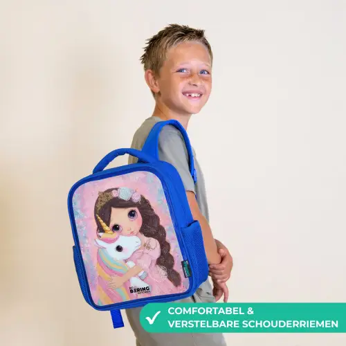 Meisje - Eenhoorn - Glitter Kinderrugzak - Blauw middel -sfeer3_NL