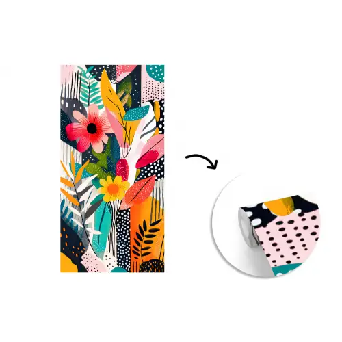 Schilderij - Abstract - Bloemen - Roze fotobehang vinyl groot -3d
