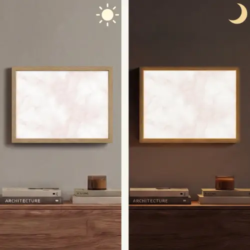 Wolkenstructuur - Roze - Marmer Light Box met batterij (Wandlamp) middel 907 -sfeer3