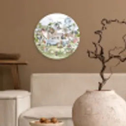 Jungle - Bus - Dieren - Kinderen - Planten Wandcirkel kunststof plaat 5mm dik klein -sfeer1