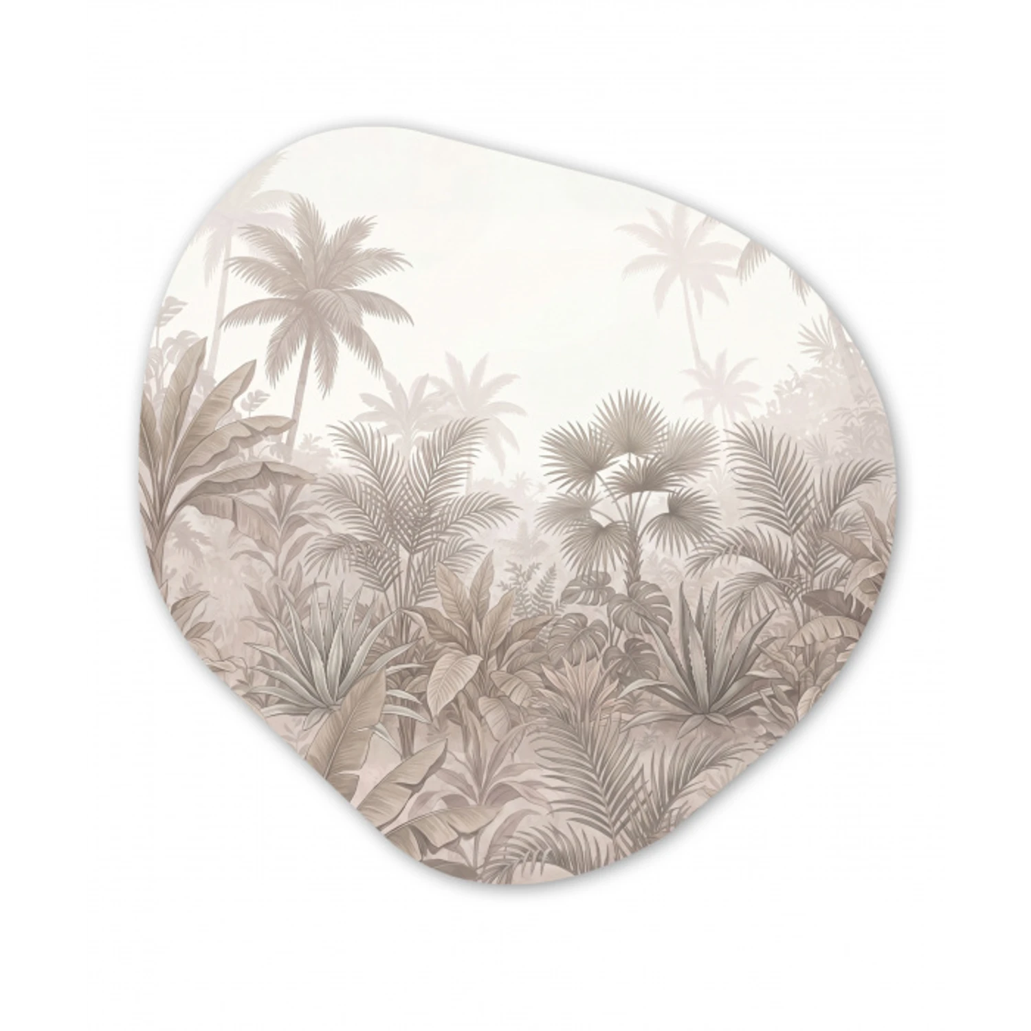 Jungle - Tropisch - Natuur -Vintage - Beige Wandcirkel Organisch Forex 3mm klein -3d