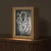 Tijger - Dier - Zwart - Blauw - Modern Light Box met kabel (Tafellamp) klein -z3d_website