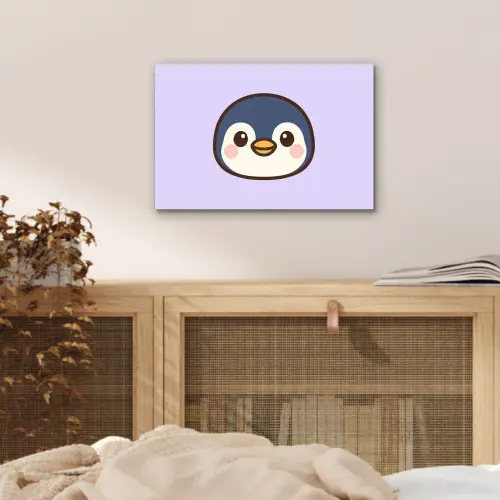 Pinguïn - Paars - Schattig aluminium wit klein -sfeer3
