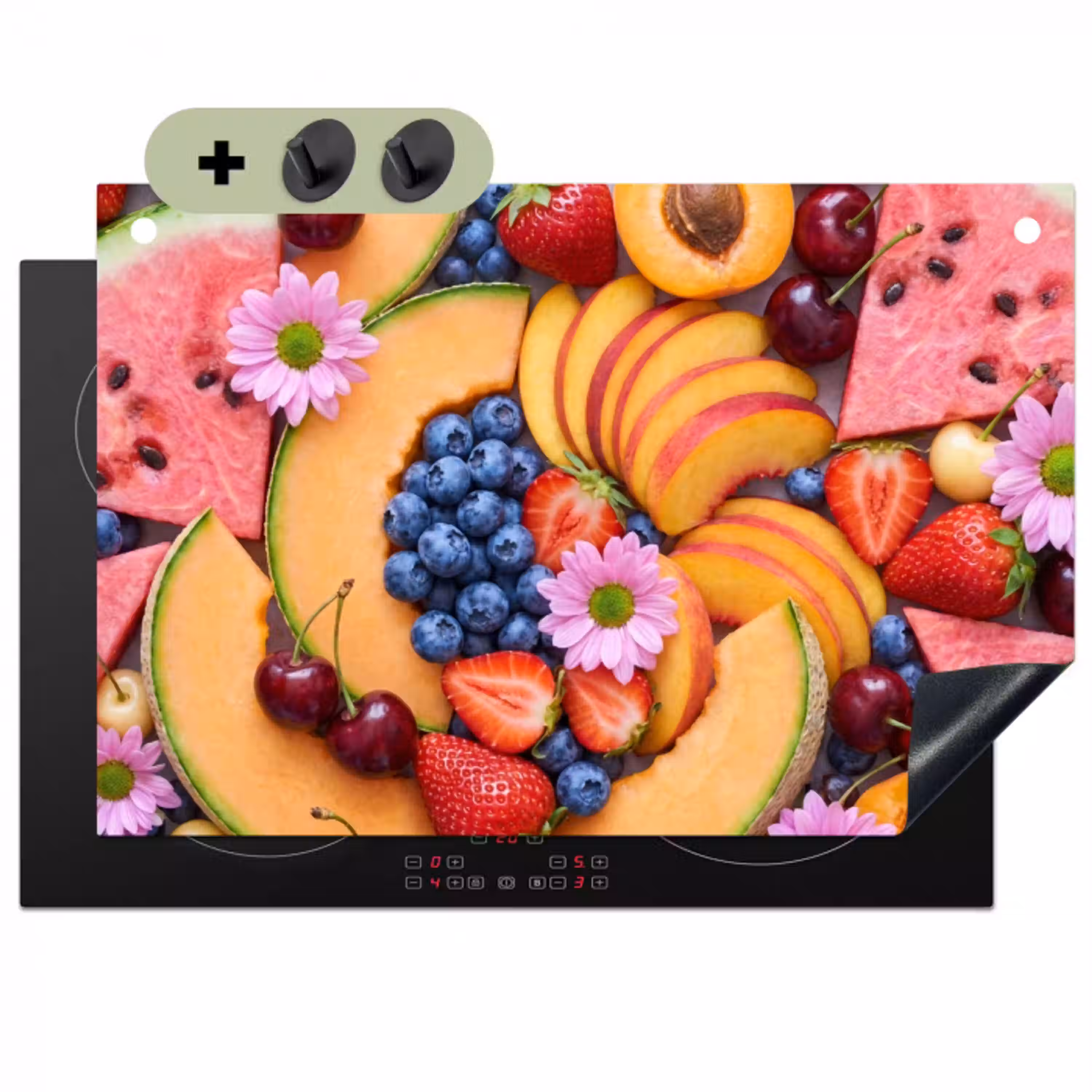 Eten - Fruit - Zomer - Kleurrijk Inductie beschemer met haakjes klein -3d