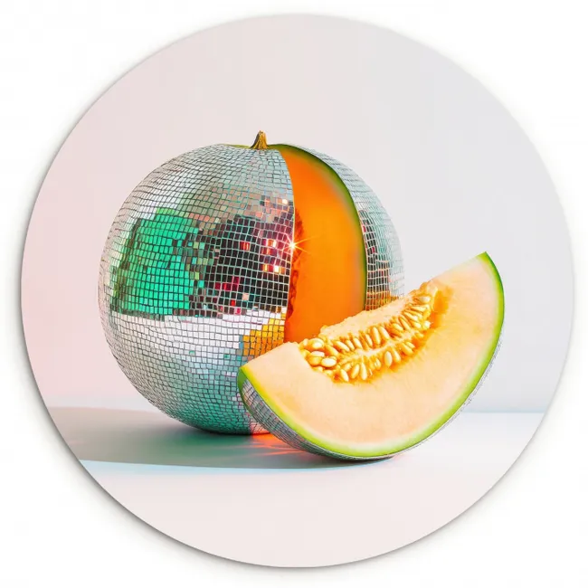 Disco - Discobal - Meloen - Pastel KitchenYeah - Keuken - Wandcirkel Forex klein -3d