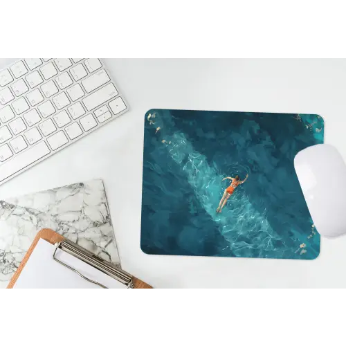 Vrouw - Water - Bikini - Oranje muismat rubber klein -witbureau