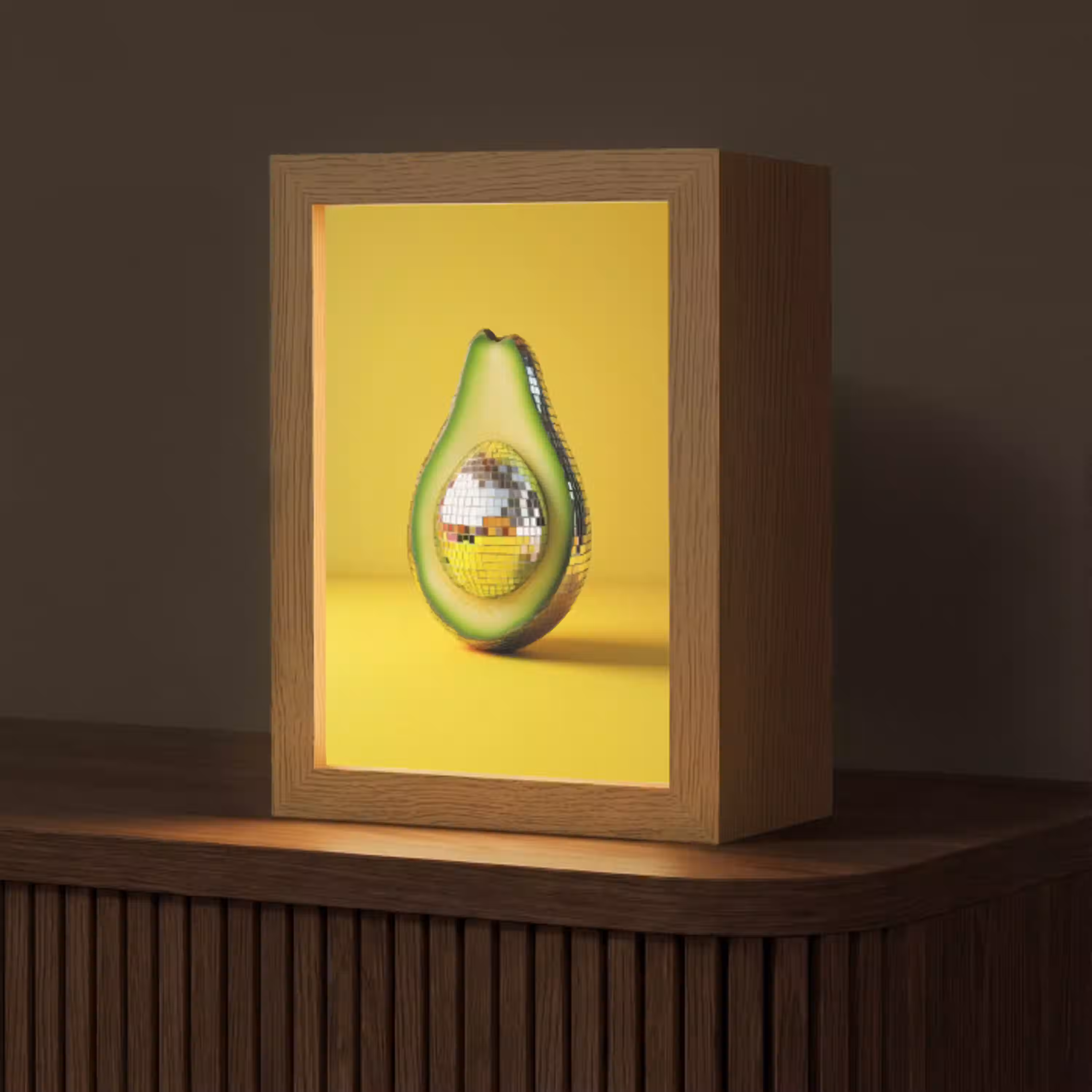 Avocado - Discobal - Geel - Glitter Light Box met kabel (Tafellamp) klein -z3d_website