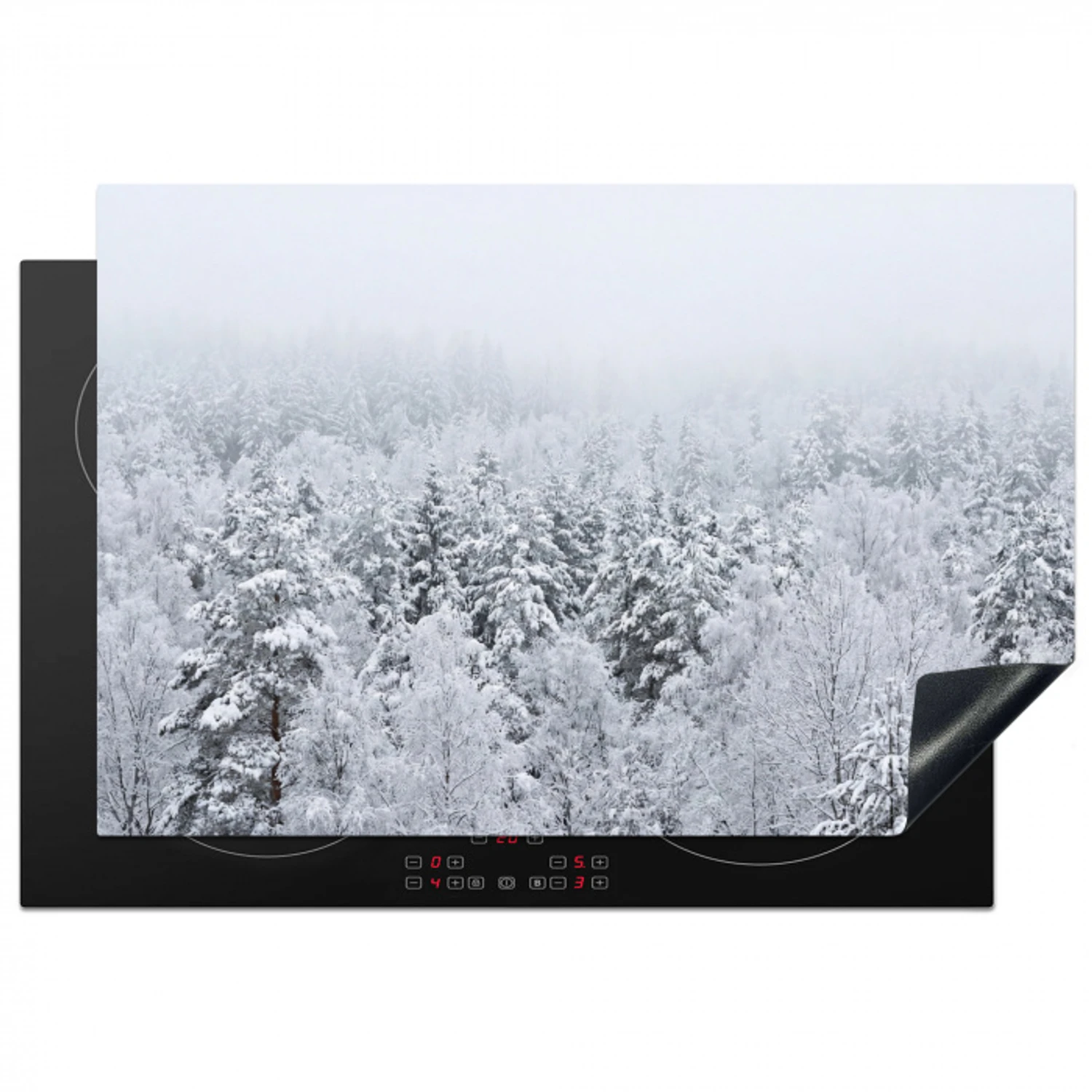 Bos - Sneeuw - Winter - Natuur - Wit Inductie beschermer vinyl 3mm klein -3d