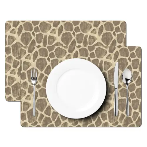 Giraf - Patroon - Beige - Bruin Placemat vinyl groot 368 -zzsfeer2_Kitchenyeah-website