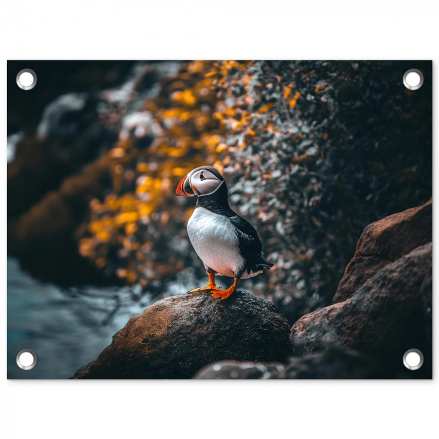 Papegaai - Vogel - Rots - Wit tuinposter los doek klein -3d