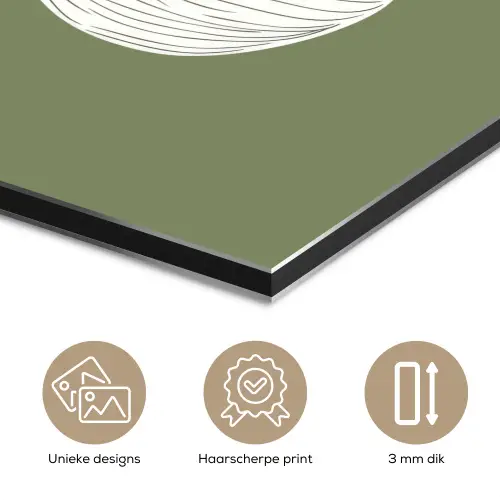 Vijgen - Minimalistisch - Getekend - Mosgroen aluminium wit klein -closeup_NL