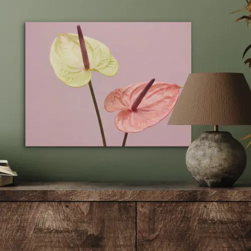 Bloemen - Anthuriums - Geel - Roze PET vilt klein -sfeer2