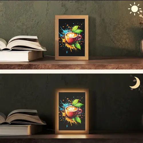 Koffie - Graffiti - Drinken - Abstract Light Box met kabel (Tafellamp) klein -sfeer3