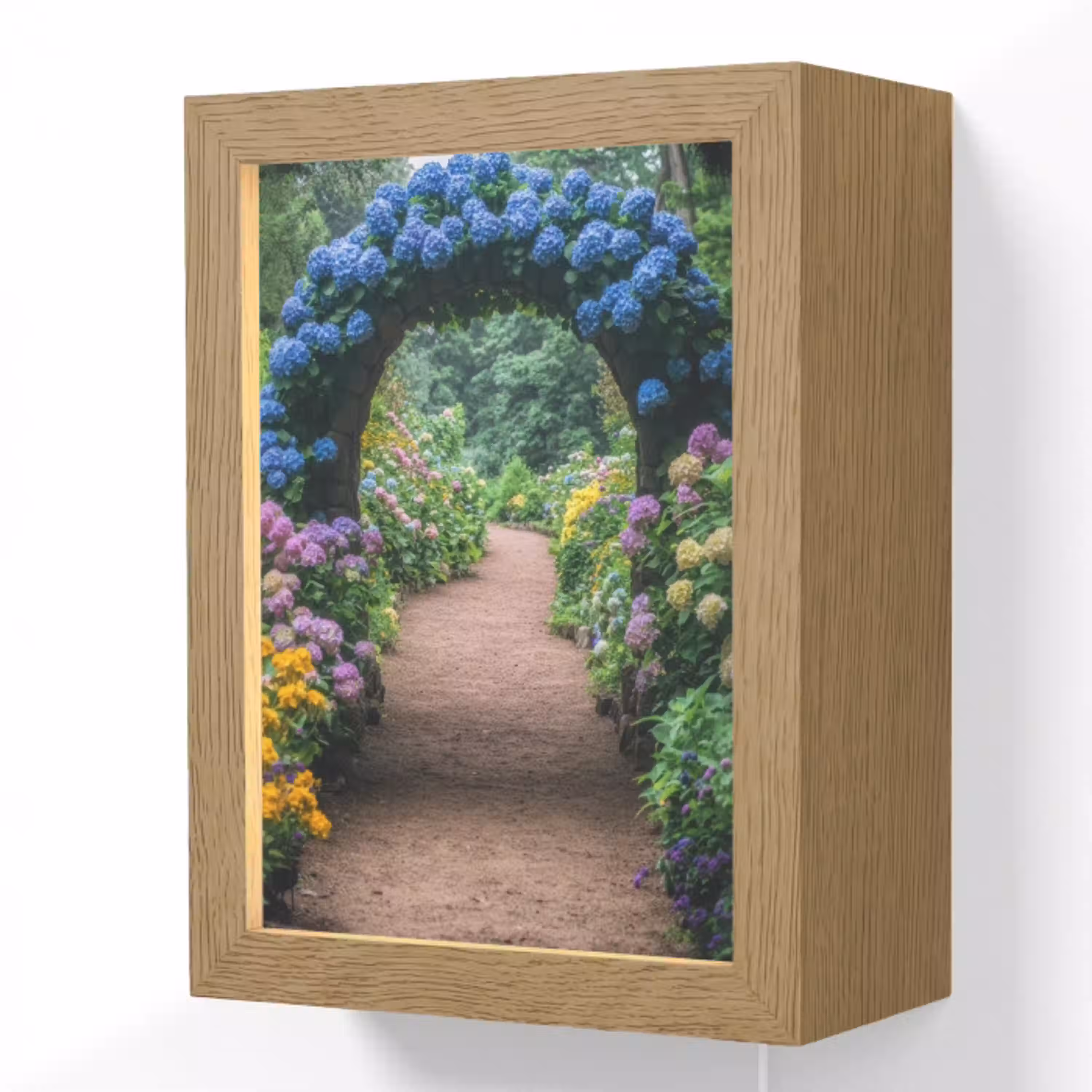 Doorkijk - Bloemen - Hortensia - Pad Light Box met kabel (Wandlamp) klein -3d