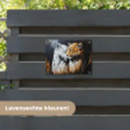 Luipaard - Oranje - Wit - Gras tuinposter los doek klein -sfeer3