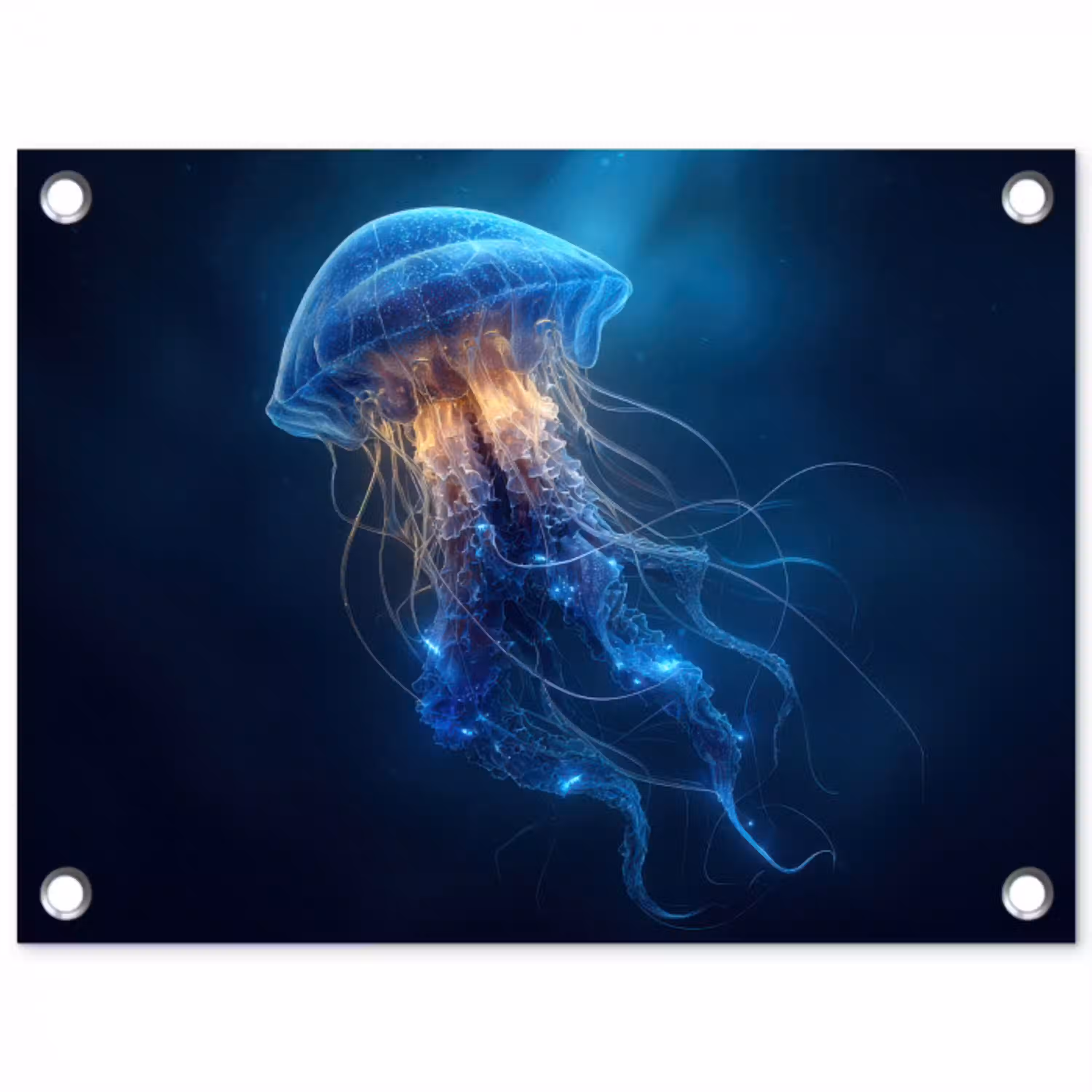 Kwal - Lichtgevend - Tentakels - Blauw tuinposter los doek klein -3d