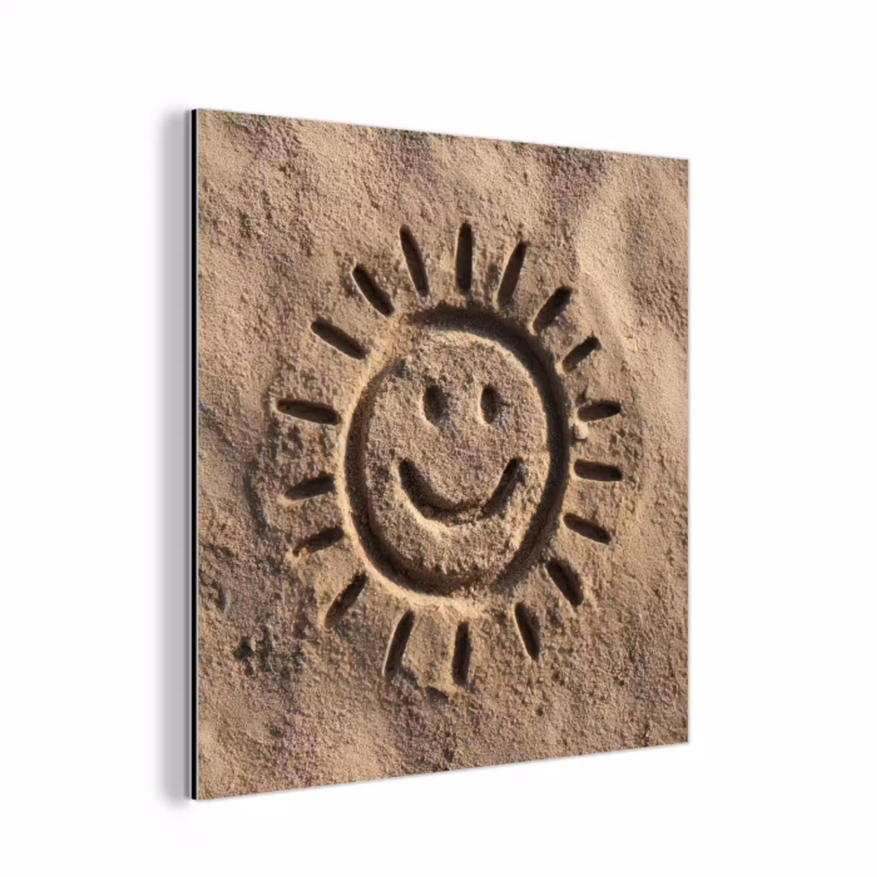 Gezichtje - Zon - Zand - Getekend aluminium wit klein -3d