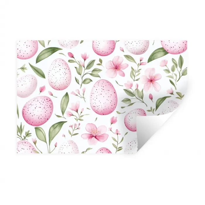Patroon - Eieren - Roze - Pasen Muursticker klein -3d