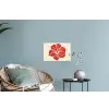 Rode hibiscusbloem - Textuur achtergrond - Beige Muursticker klein -plant
