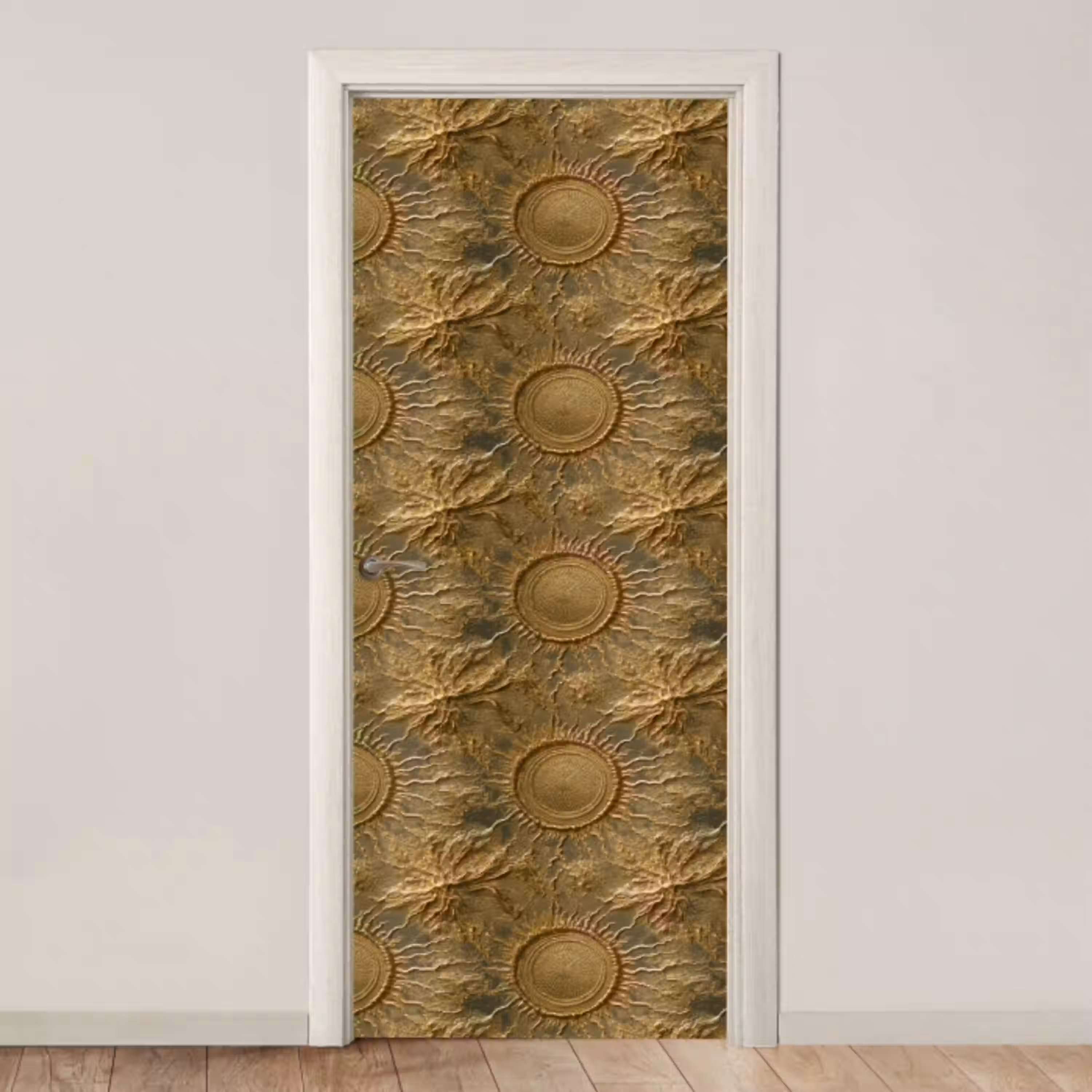 Zon - Reliëf - Antiek - Goud deurposter klein 289 -3d_beige