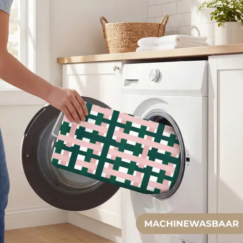 Vlechtpatroon - Groen - Roze - Grafisch WCmat klein 1009 -USP_WasbaarNL