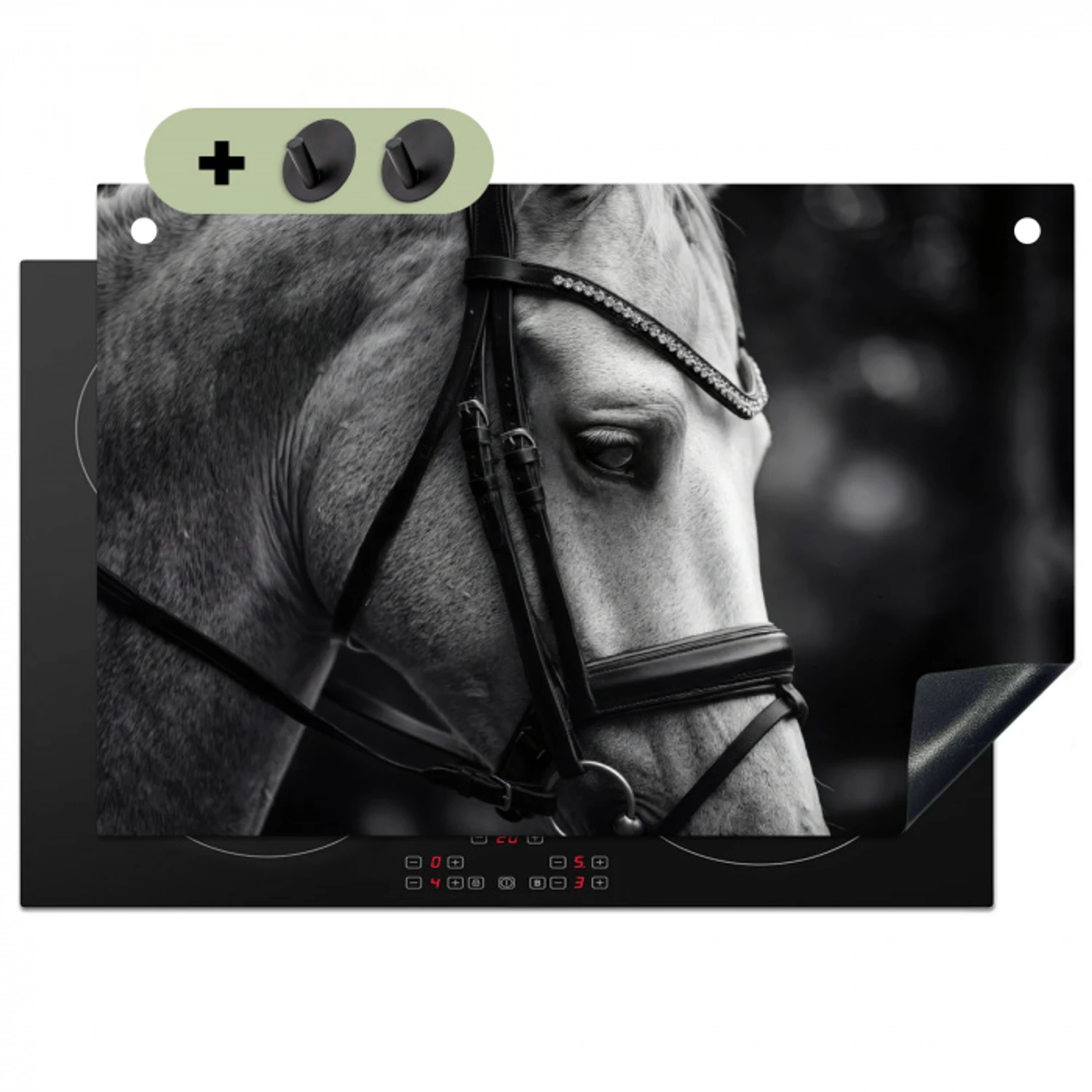 Paard - Schimmel - Portret Inductie beschemer met haakjes klein -3d