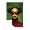 Vrouw - Groen - Bril - Aesthetic - Modern Muursticker klein -3d