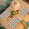Waaier - Patroon - Zwart - Beige Placemat vinyl groot 368 -zzsfeer5_Kitchenyeah-website