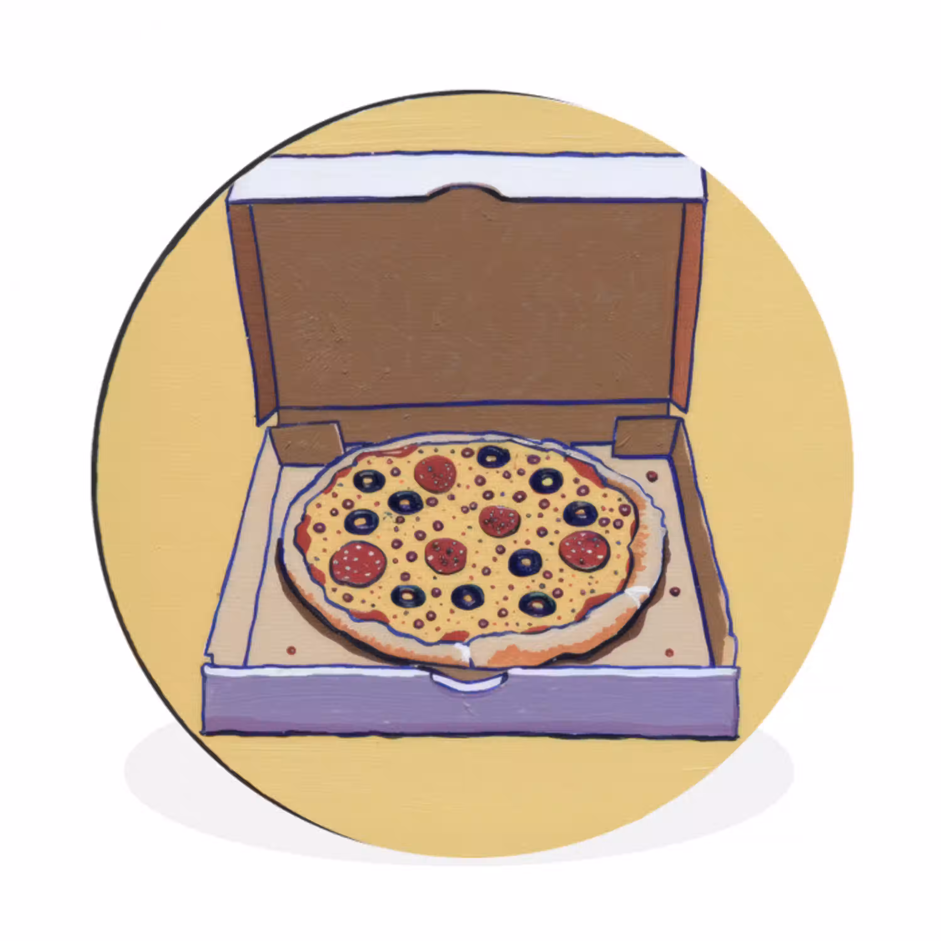 Pizza - Doos - Salami - Illustratie Wandcirkel aluminium klein -3d