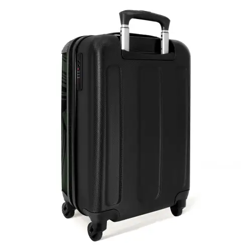 Grote bladeren in zwart met donkergroen NBS - Handbagage koffer - Kinderen Unisex middel -achterkant
