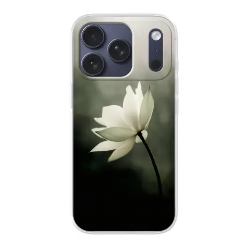 Wit - Lotus - Donker - Bloem Telefoonhoesje iPhone 17 Pro klein -3d