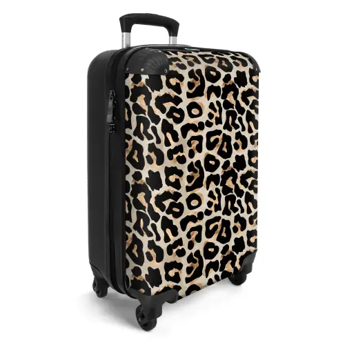 Dierenprint - Bruin - Panter NBS - Handbagage koffer - Unisex middel -productfoto_3d
