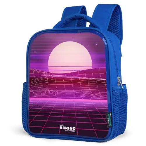 Rasterlandschap met zon Kinderrugzak - Blauw middel -schuin
